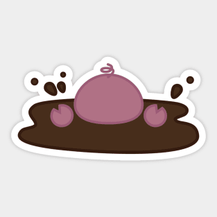 Pleasantly Plump Piggy in Mud Sticker